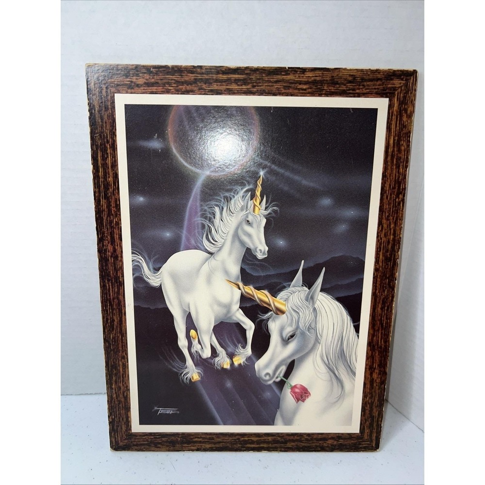 Retro Ferraro Wall Art Vintage 1980s Unicorns‎ Print On Wood Board